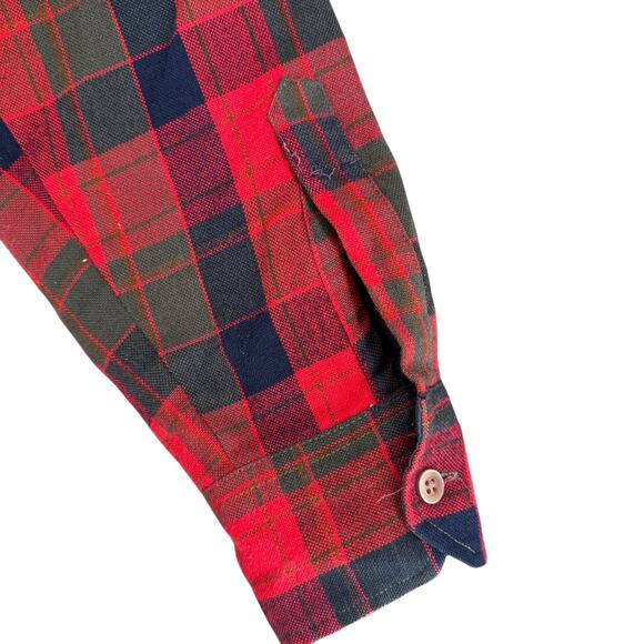 Vintage 90s Red Flannel Quilted Lined Work Jacket Oakton Sears Large Men's - Picture 2 of 8